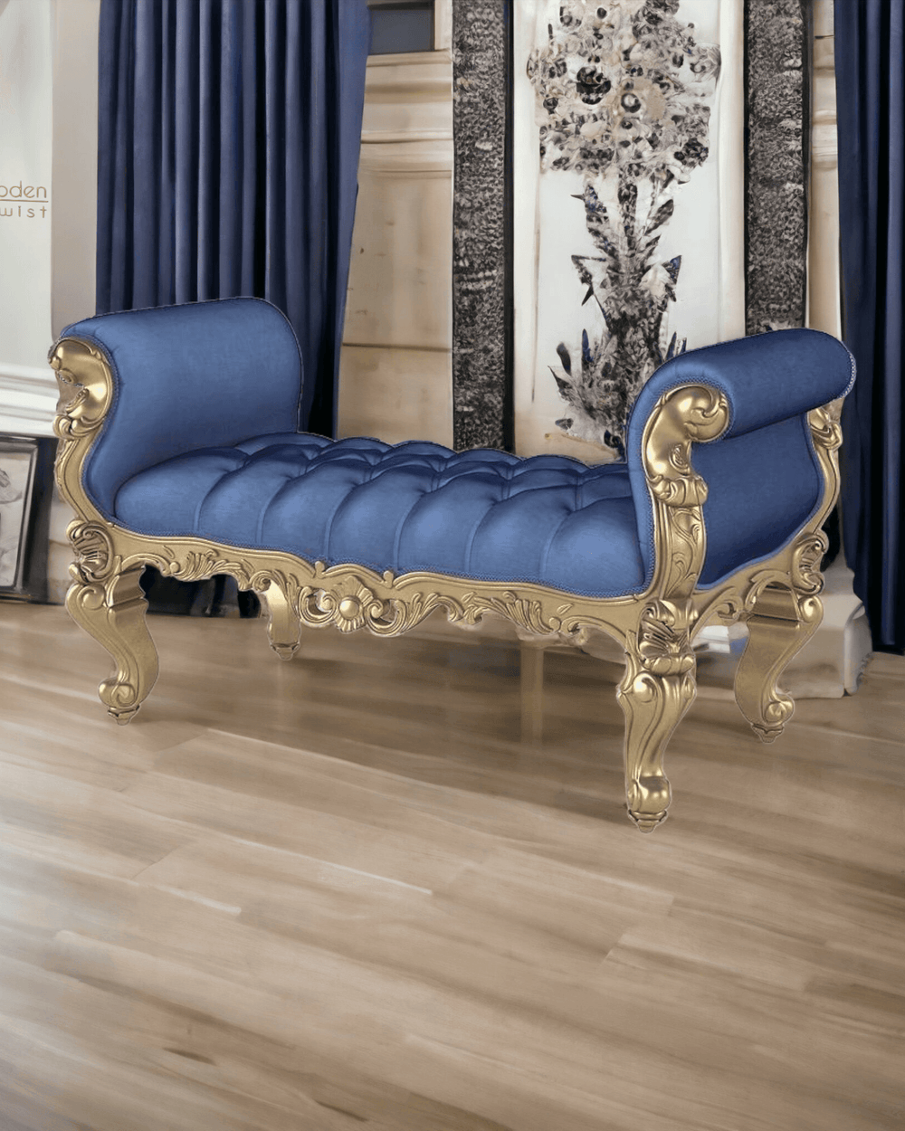 Hand Carved Teak Wood Bench Couch Sofa - Bloomart