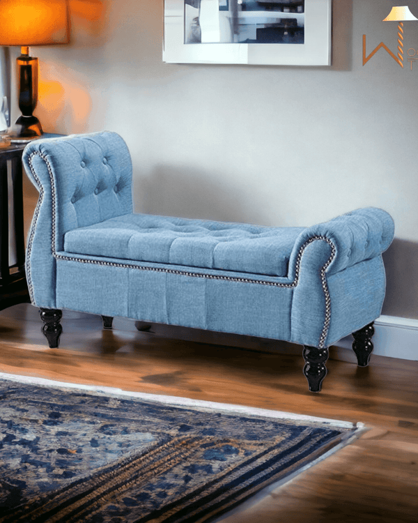 Upholstered Tufted Storage Bench Sofa Footstool Bed End Table for Living Room Bedroom - WoodenTwist