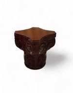 Bloomart Hand Carved Pedestal Style End Table Mango Wood