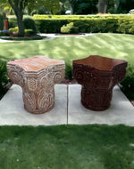 Bloomart Hand Carved Pedestal Style End Table Mango Wood - Bloomart