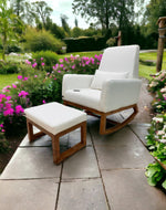 Bloomart Boucle Fabric Comfortable Cushion Nursery Rocking Chair with Ottoman
