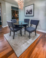 Modern Virtue Tufted Teak Wood Rust Finish 4 Seater Round Dining Table Set