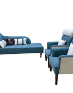 Bloomart Swanky Home Decor Teak Wood Boucle Fabric Sofa Set 3+1+1 with 4 Cushions Elegant Living Room