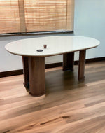 Suave Modern Lavishness Marble Top Teak Wood 6 Seater Dining Table Set with Comfortable Cushions