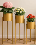 Stylish (Golden) Plant Stand for Living Room & Garden ( Set Of 3 )