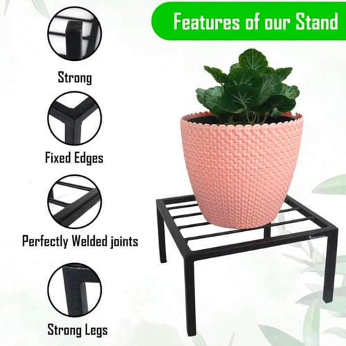 Plant Holder Stand ( Set Of 4 ) Metal & Iron for Home and Garden (Black)