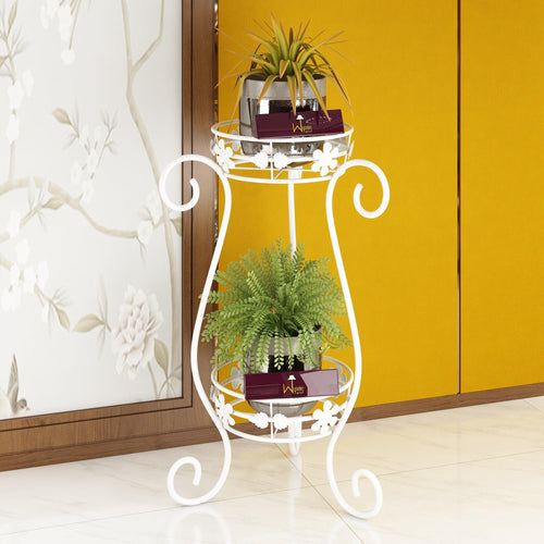 Metal Flower Pot Stand‎ (White) - Bloomart