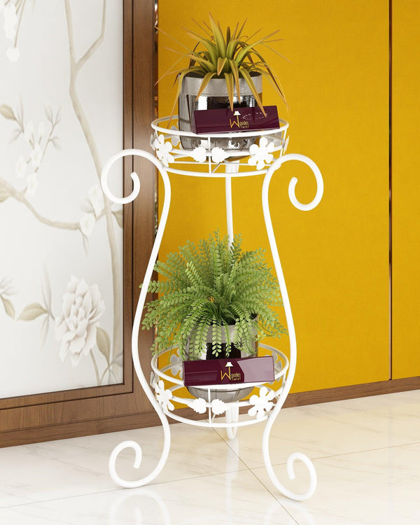 Metal Flower Pot Stand‎ (White) - Bloomart
