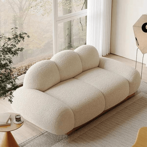 Bloomart Pumpkin Design Modern Elegant Soft Boucle Fabric 3-Seater Chaise Lounge Sofa