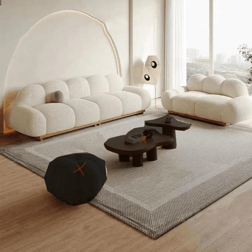 Bloomart Pumpkin Design Modern Elegant Soft Boucle Fabric 3-Seater Chaise Lounge Sofa