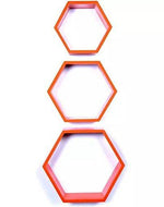 Hexagonal Shape Wooden Floating Wall Shelves Set of 3