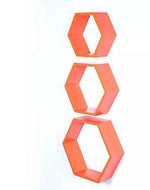 Hexagonal Shape Wooden Floating Wall Shelves Set of 3