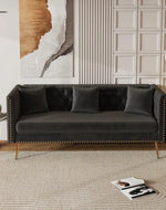 Elegant Black Velvet Modern Sofa by Bloomart