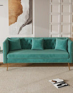 Velvet Rectangular Sofa with Curved Arms
