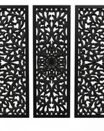 Premium Wooden Decoration Hand Carved 3 Wall Panel (MDF Wood, Black)