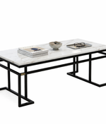 Bloomart Stylish Zigzag Rectangular Coffee Table with Marble-Like Finish Modern & Elegant for Living Room Décor