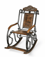Bloomart Intricate Design Rosewood& Iron Base Grandpa Rocking Chair for Outdoor Indoor