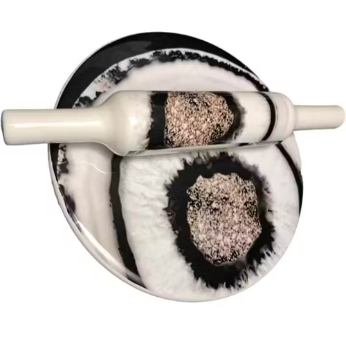 Luxury Black & White Pattern Embossed Baking Rolling Pin
