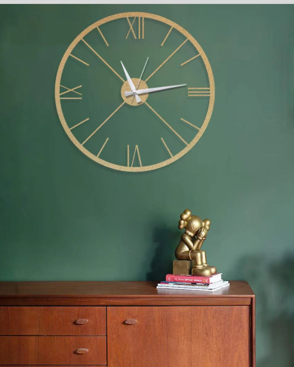 Lines and Roman Black Wall clock