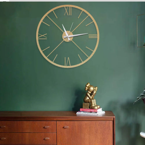 Lines and Roman Black Wall clock