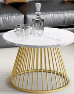Bloomart Ornate Circular Design Round Coffee Table Set of 2 with Marble Top-Like Finish for Modern & Elegant Living Room