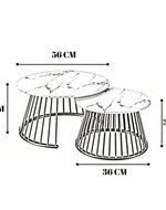 Bloomart Ornate Circular Design Round Coffee Table Set of 2 with Marble Top-Like Finish for Modern & Elegant Living Room