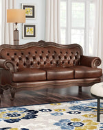 Wooden Handicraft Craved Genuine 3+1+1 With Table (Teak Wood, Dark Brown)