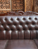 Wooden Handicraft Craved Genuine 3+1+1 With Table (Teak Wood, Dark Brown)