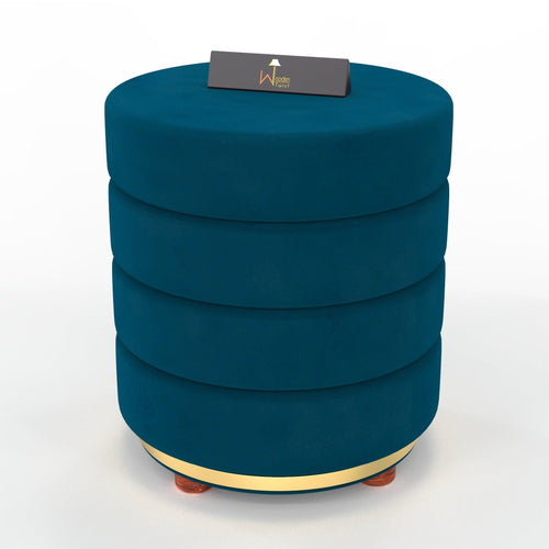 Classical Style Pouf Burgundy Ottoman Stool (Dark Blue)