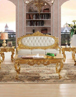 Bloomart Royal Antique Gold Hand Carved 7 Seater Sofa Set