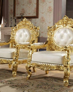 Bloomart Royal Antique Gold Hand Carved 7 Seater Sofa Set