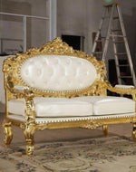 Bloomart Royal Antique Gold Hand Carved 7 Seater Sofa Set