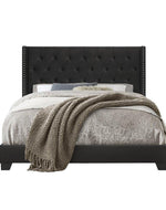 Modern Black Velvet Standard Queen Size Bed (Teak Wood)