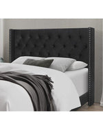 Modern Black Velvet Standard Queen Size Bed (Teak Wood)