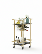 Bloomart Rolling Gold Beverage Cart with 6-Bottle  Holder and Smooth-Glide Wheels