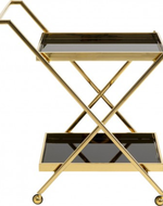 Luxury Stainless Steel Coated Home/Bar Cart Trolley (Golden & Black)