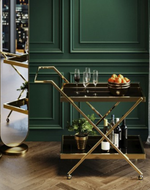 Luxury Stainless Steel Coated Home/Bar Cart Trolley (Golden & Black)