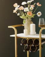 Bloomart Rolling Gold Beverage Cart with 6-Bottle  Holder and Smooth-Glide Wheels
