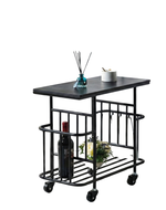 Bloomart Modern Multipurpose Serving Trolley with Storage Rack & Wheels – Gold & Black Metal Frame with White & Black laminated Top