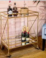 Serving cart with metal frame 