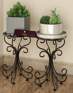 Metal Plant Stand Patio Indoor Outdoor Wrought Iron/Flowers Planter Shelf (1 Tier Black) - Bloomart
