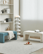 Bloomart Soft Furry Boucle Upholstered Entryway Ottoman Bench