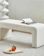 Bloomart Soft Furry Boucle Upholstered Entryway Ottoman Bench