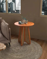 Bloomart Eensy Rattan Round Teak Wood Side Table Stylish & Functional for Living Room or Bedroom
