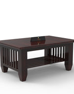 Handmade Teak Wood Coffee Table with Walnut Finish