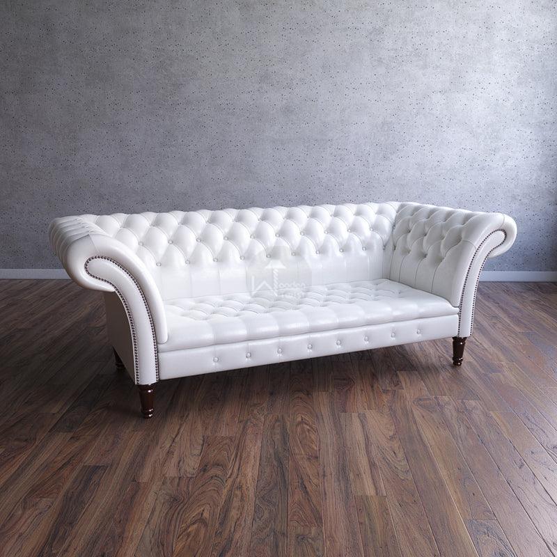 3 Seater Sofa (Teak Wood, Walnut Legs Finish) - Bloomart
