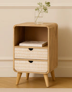 Bloomart Solivne Handmade Stylish Bedside Table with 2 Spacious Storage Drawers for Bedroom & Living Room