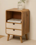 Bloomart Solivne Handmade Stylish Bedside Table with 2 Spacious Storage Drawers for Bedroom & Living Room