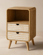 Bloomart Solivne Handmade Stylish Bedside Table with 2 Spacious Storage Drawers for Bedroom & Living Room