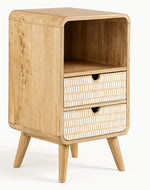 Bloomart Solivne Handmade Stylish Bedside Table with 2 Spacious Storage Drawers for Bedroom & Living Room